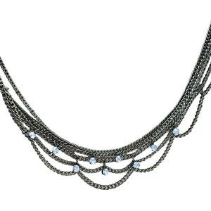 Icing Black Chain Rhinestone Collar Waterfall Bib Necklace Fashion Jewelry Women